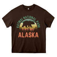 Katmai National Park Alaska Bear Hiking Travel Nature Retro Pullover H Heavy Core Tee | Teevron