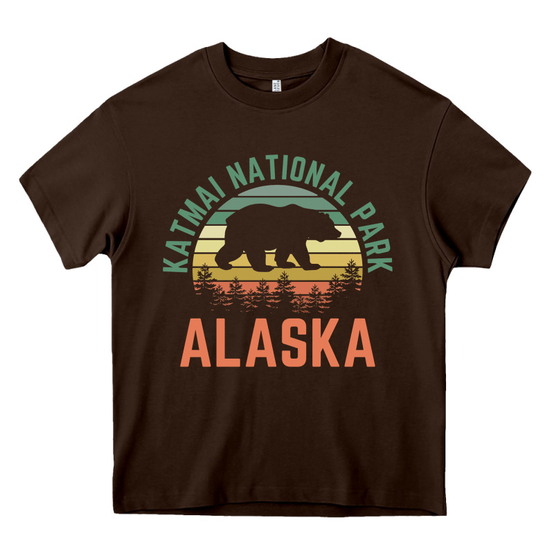 Katmai National Park Alaska Bear Hiking Travel Nature Retro Pullover H Heavy Core Tee by linhVisuals | Teevron