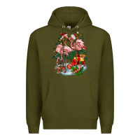 Army Green Christmas flamingo Premium Hoodie - BarkalooDesign