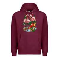 Burgundy Christmas flamingo Premium Hoodie - BarkalooDesign