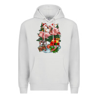 Dove Grey Christmas flamingo Premium Hoodie - BarkalooDesign