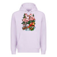 Lilac Christmas flamingo Premium Hoodie - BarkalooDesign