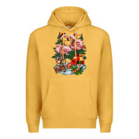 Mustard Christmas flamingo Premium Hoodie - BarkalooDesign