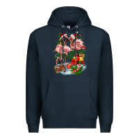 Navy Christmas flamingo Premium Hoodie - BarkalooDesign