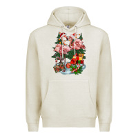 Oatmeal Heather Christmas flamingo Premium Hoodie - BarkalooDesign