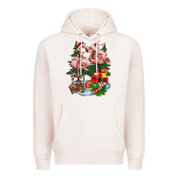 Pale Pink Christmas flamingo Premium Hoodie - BarkalooDesign