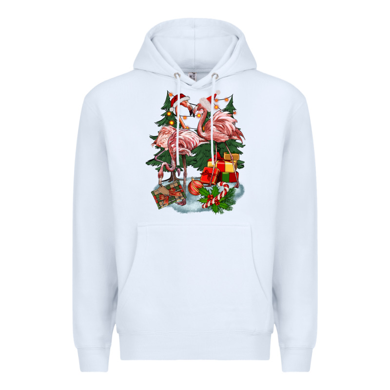 Christmas Flamingo Premium Hoodie by BarkalooDesign | Teevron