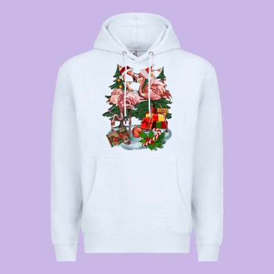 Christmas Flamingo Premium Hoodie Designed By Barkaloodesign