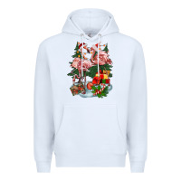 White Christmas flamingo Premium Hoodie - BarkalooDesign