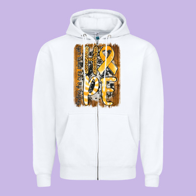 Finding The Cure Starts With Hope Childhood Cancer Awareness  With Bac Zipper Hoodie Designed By Jasminsmagicworld