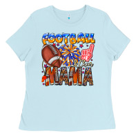 Baby Blue football mama Ladies Tee - CowhideDigitalArt