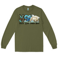 Army Green peace love polar bear Long Sleeve Tee - LillyAllenDesigns