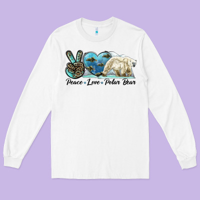 Peace Love Polar Bear Long Sleeve Tee Designed By Lillyallendesigns