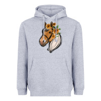 Heather Grey floral horse Heavyweight Hoodie - Jasminsmagicworld