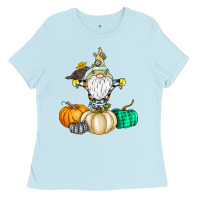 Baby Blue Happy Fall Ladies Tee - CowhideDigitalArt