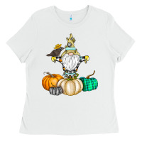 White Happy Fall Ladies Tee - CowhideDigitalArt