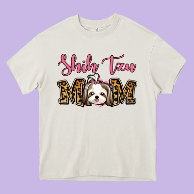 Shih Tzu Mom Heavy Core Tee Designed By Jasminsmagicworld