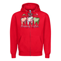 Red happy easter dental Zipper Hoodie - RanaPortraitStore
