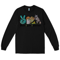 Black Peace love raccoon Long Sleeve Tee - LillyAllenDesigns