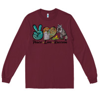Burgundy Peace love raccoon Long Sleeve Tee - LillyAllenDesigns