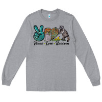 Heather Grey Peace love raccoon Long Sleeve Tee - LillyAllenDesigns