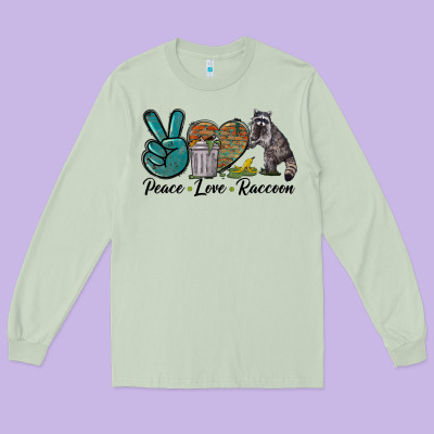 Peace Love Raccoon Long Sleeve Tee Designed By Lillyallendesigns