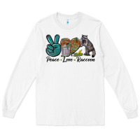 White Peace love raccoon Long Sleeve Tee - LillyAllenDesigns