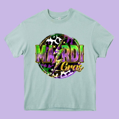Mardi Gras Lightning Heavy Core Tee Designed By Fadigitalartstudio
