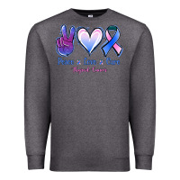 Charcoal Heather Peace Love Cure Thyroid Cancer Premium Sweatshirt - Jasminsmagicworld