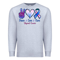 Heather Grey Peace Love Cure Thyroid Cancer Premium Sweatshirt - Jasminsmagicworld