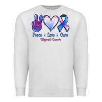 Oatmeal Heather Peace Love Cure Thyroid Cancer Premium Sweatshirt - Jasminsmagicworld