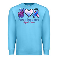 Ocean Blue Peace Love Cure Thyroid Cancer Premium Sweatshirt - Jasminsmagicworld