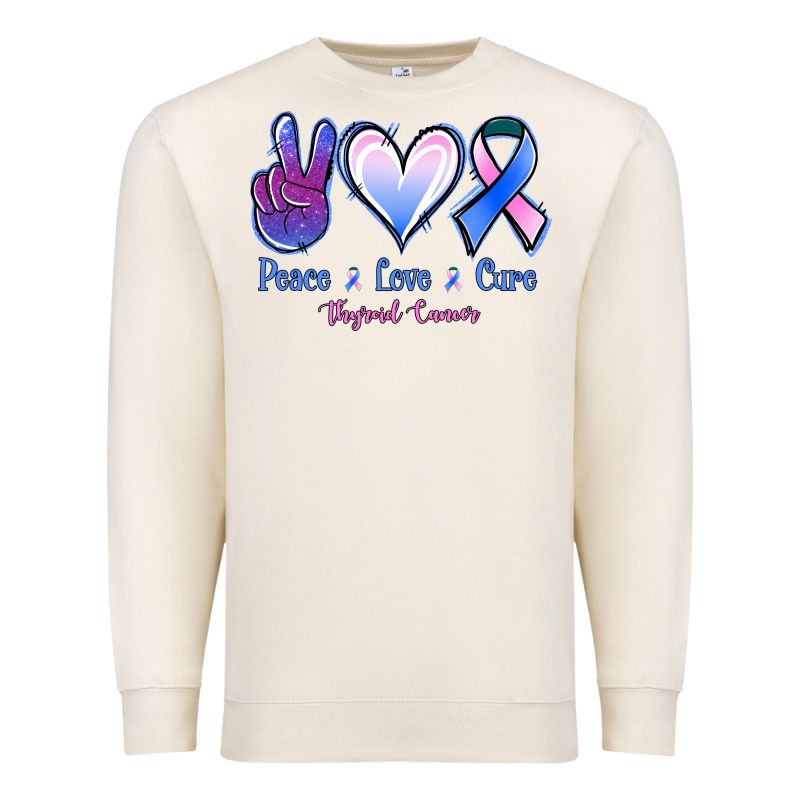 Peace Love Cure Thyroid Cancer Premium Sweatshirt by Jasminsmagicworld | Teevron