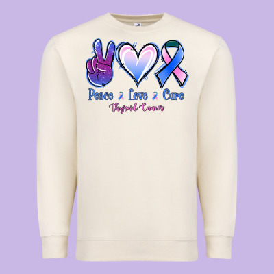 Peace Love Cure Thyroid Cancer Premium Sweatshirt Designed By Jasminsmagicworld
