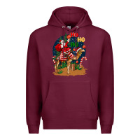 Burgundy Christmas  camel with Santa Premium Hoodie - BarkalooDesign