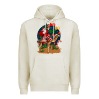 Oatmeal Heather Christmas  camel with Santa Premium Hoodie - BarkalooDesign