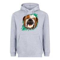 Heather Grey Bulldog Green glitter Heavyweight Hoodie - Jasminsmagicworld