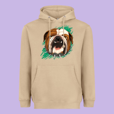 Bulldog Green Glitter Heavyweight Hoodie Designed By Jasminsmagicworld