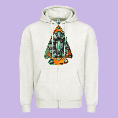 Gemstone Arrowhead Zipper Hoodie Designed By Jasminsmagicworld