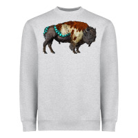 Heather Grey gemstone bison Heavyweight Sweatshirt - RanaPortraitStore