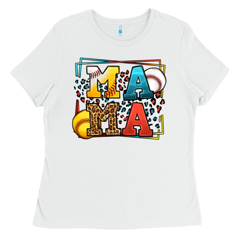 Leopard Softball And Baseball Mama Mother's Day Ladies Tee by LillyAllenDesigns | Teevron