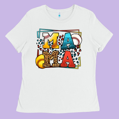 Leopard Softball And Baseball Mama Mother's Day Ladies Tee Designed By Lillyallendesigns