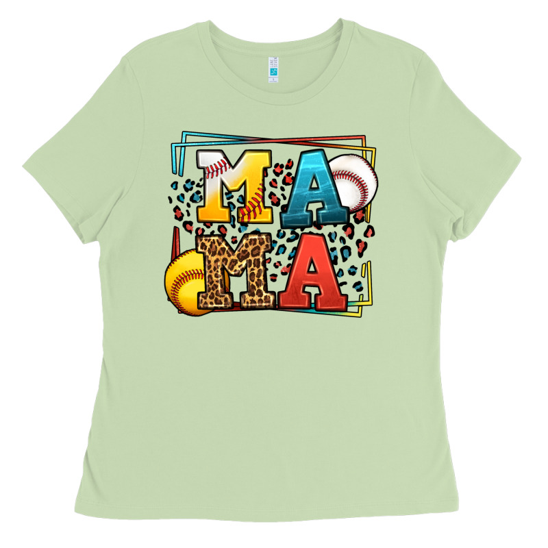 Leopard Softball And Baseball Mama Mother's Day Ladies Tee by LillyAllenDesigns | Teevron