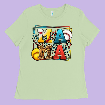 Leopard Softball And Baseball Mama Mother's Day Ladies Tee Designed By Lillyallendesigns