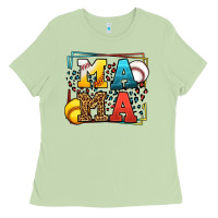 Matcha Leopard Softball And Baseball Mama Mother's Day Ladies Tee - LillyAllenDesigns