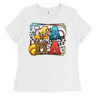 White Leopard Softball And Baseball Mama Mother's Day Ladies Tee - LillyAllenDesigns
