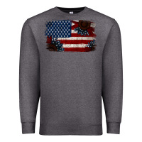 Charcoal Heather Distressed Sunflower American Flag Premium Sweatshirt - Jasminsmagicworld