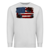 Dove Grey Distressed Sunflower American Flag Premium Sweatshirt - Jasminsmagicworld