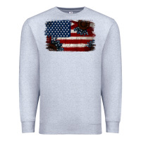Heather Grey Distressed Sunflower American Flag Premium Sweatshirt - Jasminsmagicworld