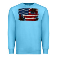 Ocean Blue Distressed Sunflower American Flag Premium Sweatshirt - Jasminsmagicworld